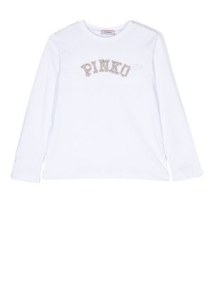 Pinko Kids bead-embellished long-sleeve T-shirt - White