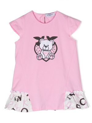 Pinko Kids bear-print stretch-cotton dress