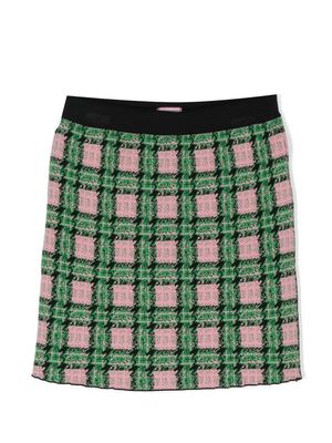 Pinko Kids check-knit skirt - Green