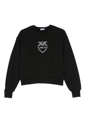 Pinko Kids crystal-embellished logo sweatshirt - Black