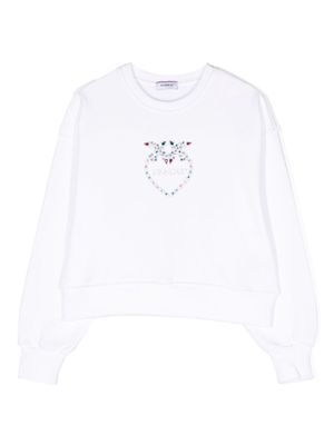 Pinko Kids crystal-embellished logo sweatshirt - White