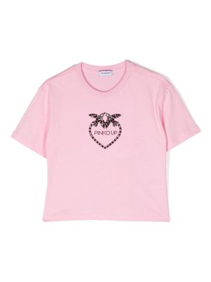 Pinko Kids crystal-embellished logo T-shirt