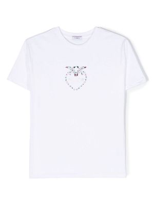 Pinko Kids crystal-embellishment logo T-Shirt - White