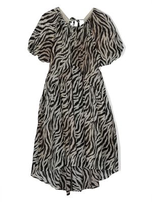Pinko Kids cut-out zebra-print cotton dress - Black