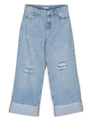 Pinko Kids distressed cropped-leg jeans - Blue