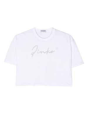 Pinko Kids embelished logo-detail T-shirt - White