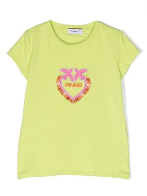 Pinko Kids embroidered-logo cotton T-shirt - Green
