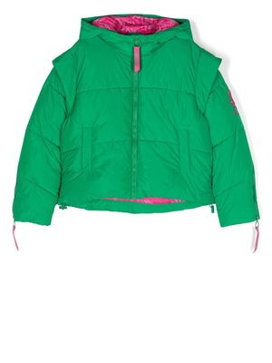 Pinko Kids embroidered-logo padded jacket - Green