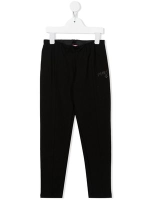 Pinko Kids embroidered-logo trousers - Black