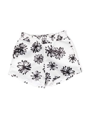 Pinko Kids floral-print cotton shorts - White