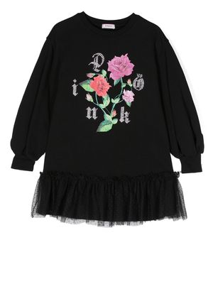 Pinko Kids floral-print dress - Black