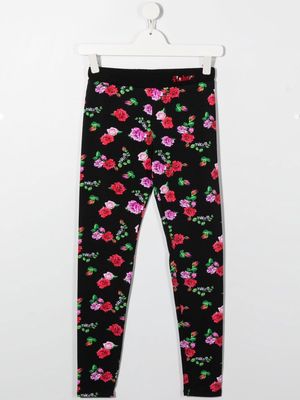Pinko Kids floral-print elasticated leggings - Black