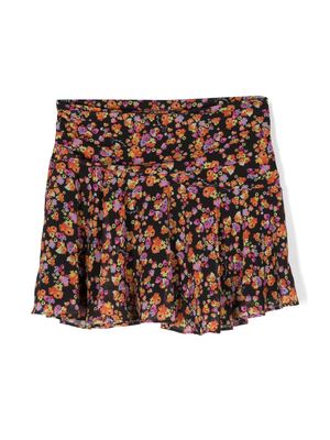 Pinko Kids floral-print ruffled skirt - Black