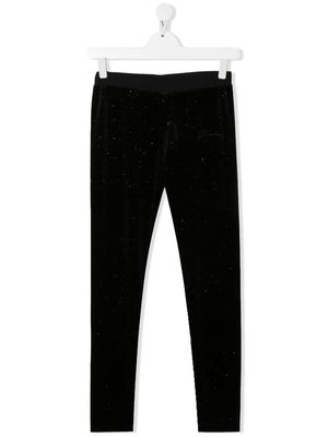 Pinko Kids glitter-embellished elasticated leggings - Black
