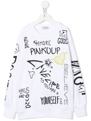 Pinko Kids graffiti-print cotton sweatshirt - White