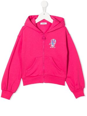 Pinko Kids holographic-logo zip-up hoodie