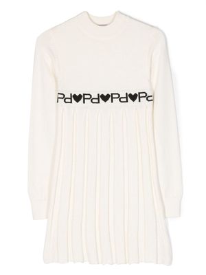 Pinko Kids intarsia-knit ribbed dress - White