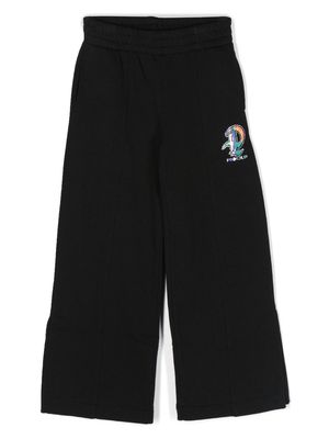 Pinko Kids iridescent-logo wide leg trousers - Black
