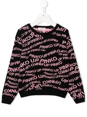Pinko Kids jacquard-logo jumper - Black