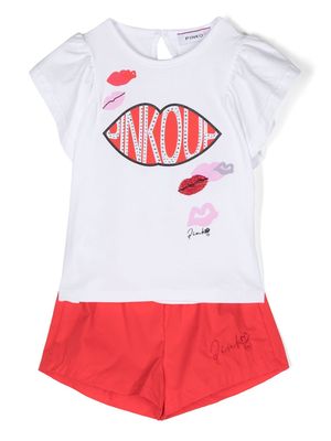 Pinko Kids kiss-print shorts set - White