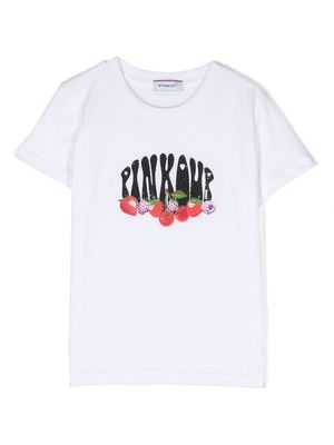 Pinko Kids logo-embellished cotton T-shirt - White