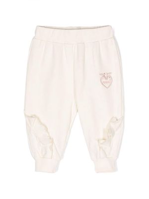 Pinko Kids logo-embroidered elasticated-waistband trousers - Neutrals