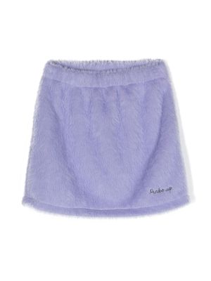 Pinko Kids logo-embroidered faux-shearling skirt - Purple