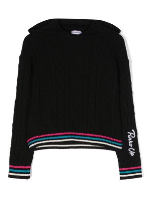 Pinko Kids logo-embroidered hooded jumper - Black
