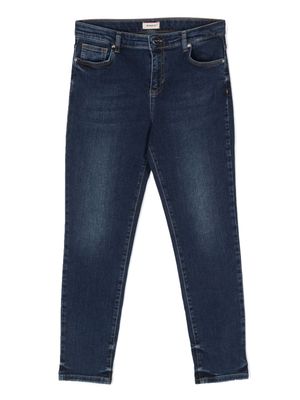 Pinko Kids logo-embroidered stretch-cotton tapered jeans - Blue