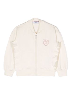Pinko Kids logo-embroidery bomber jacket - Neutrals