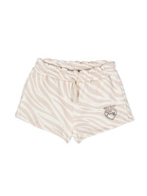 Pinko Kids logo-embroidery tiger-print shorts - Neutrals