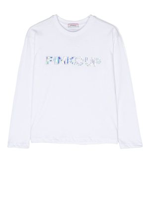 Pinko Kids logo-patch long-sleeve T-shirt - White