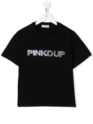 Pinko Kids logo-print cotton T-shirt - Black