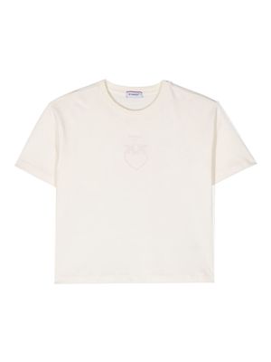 Pinko Kids logo-print cotton T-shirt - Neutrals