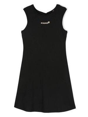 Pinko Kids logo-print knitted dress - Black