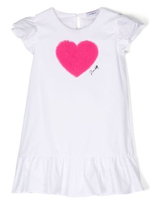 Pinko Kids logo-print ruffled dress - White
