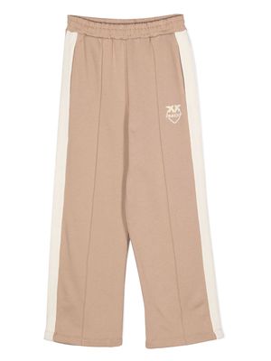 Pinko Kids logo-print straight-leg trousers - Brown