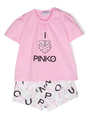 Pinko Kids logo-print stretch-cotton shorts set