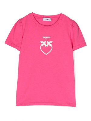 Pinko Kids logo-print stretch-cotton T-shirt