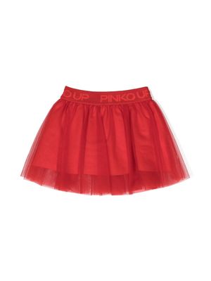 Pinko Kids logo-waistband tutu skirt - Red