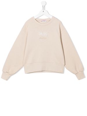 Pinko Kids pearl embellished cotton sweatshirt - Neutrals