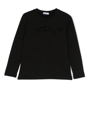 Pinko Kids rhinestone-embellished logo T-shirt - Black