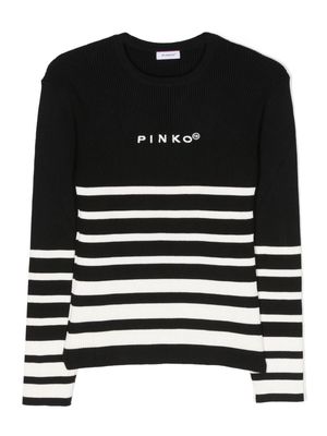 Pinko Kids ribbed-knit striped top - Black