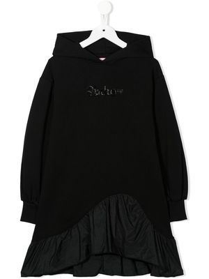Pinko Kids sequin-logo hooded dress - Black