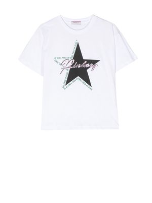 Pinko Kids sequin logo print T-shirt - White