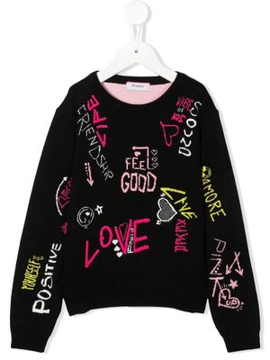 Pinko Kids slogan-knit jumper - Black