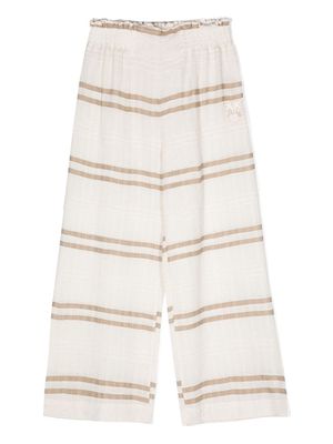 Pinko Kids striped embroidered trousers - Neutrals