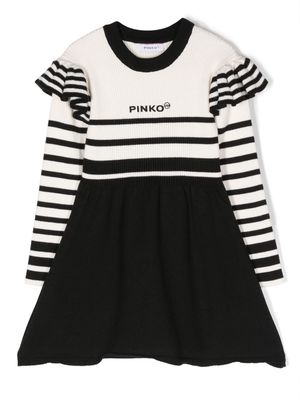 Pinko Kids striped pleated minidress - White