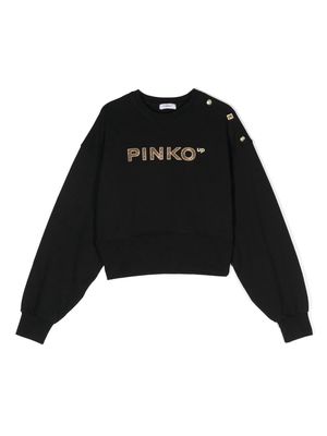 Pinko Kids stud-embellished logo-print sweatshirt - Black