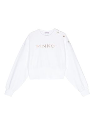 Pinko Kids stud-embellished logo-print sweatshirt - White